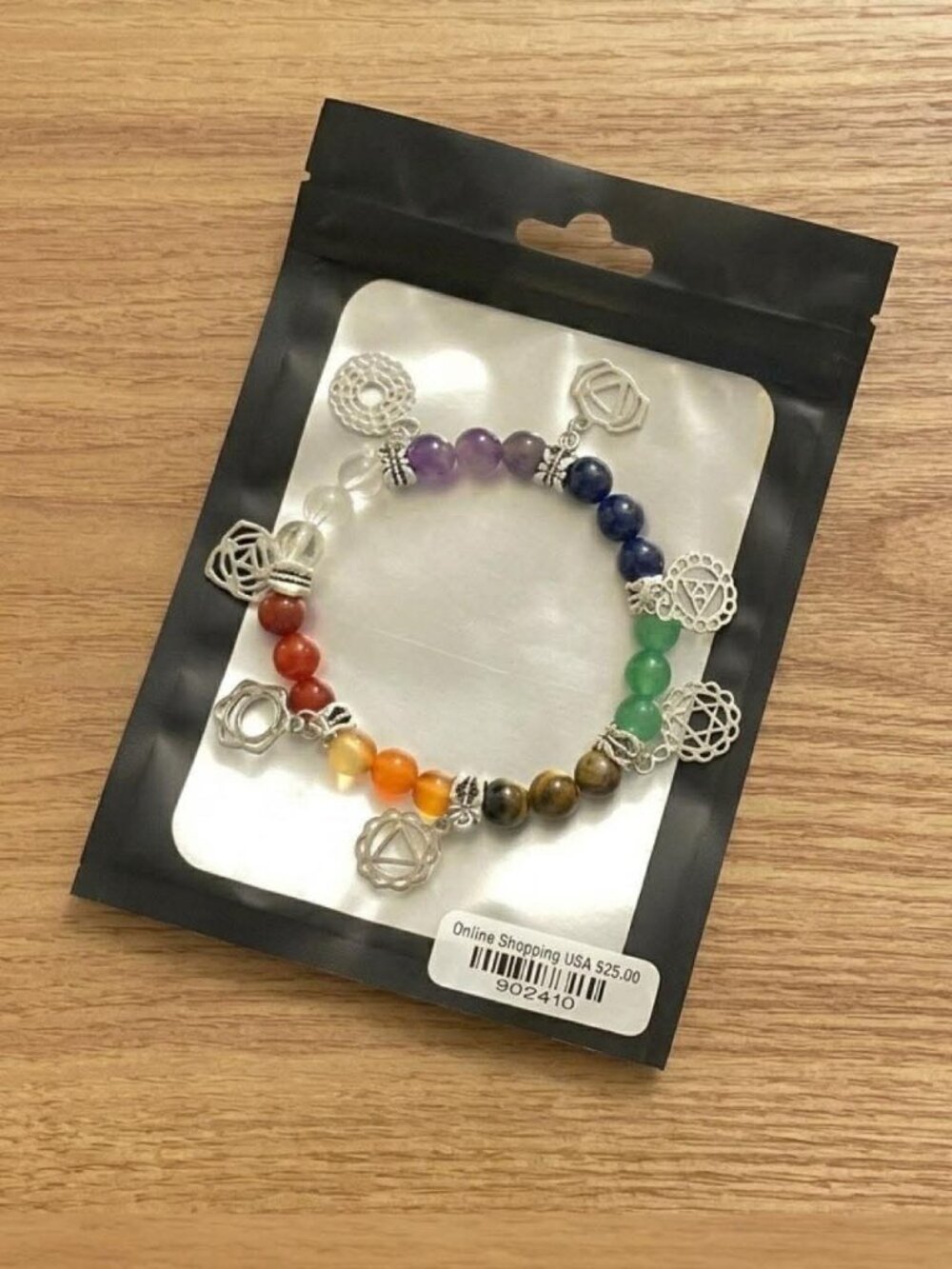 NEW Women's 7 Chakra Beaded Charm Bracelet Rainbow Mindfulness Meditation